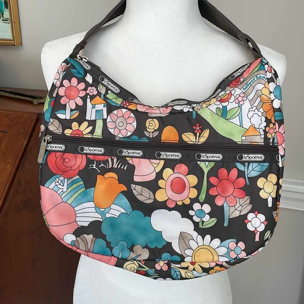 LeSportsac brown floral mushroom shoulder bag